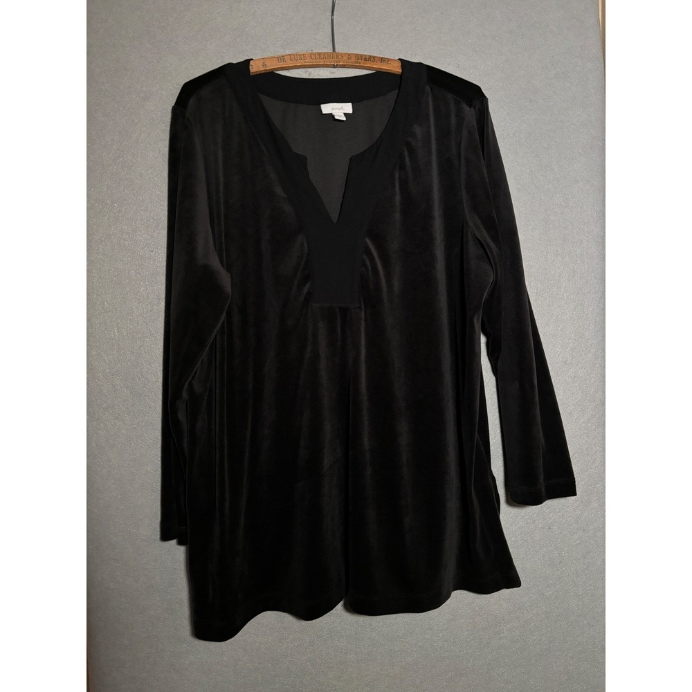 Pure Jill J. Jill Black Velour Split V-Neck Tunic Top Whimsigoth Velvet Fairy - Picture 2 of 7